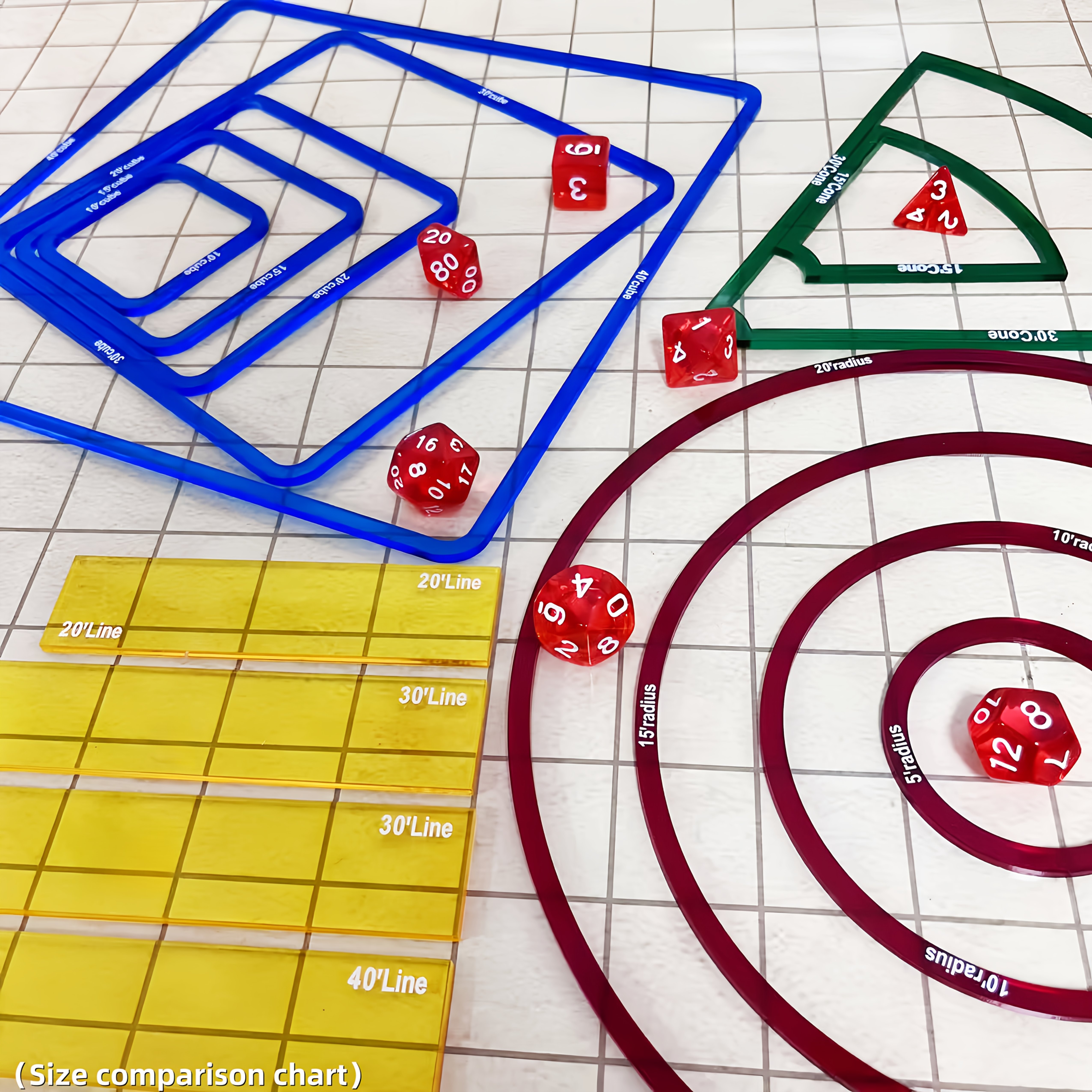15pcs Area of Effect Spell Templates for DND